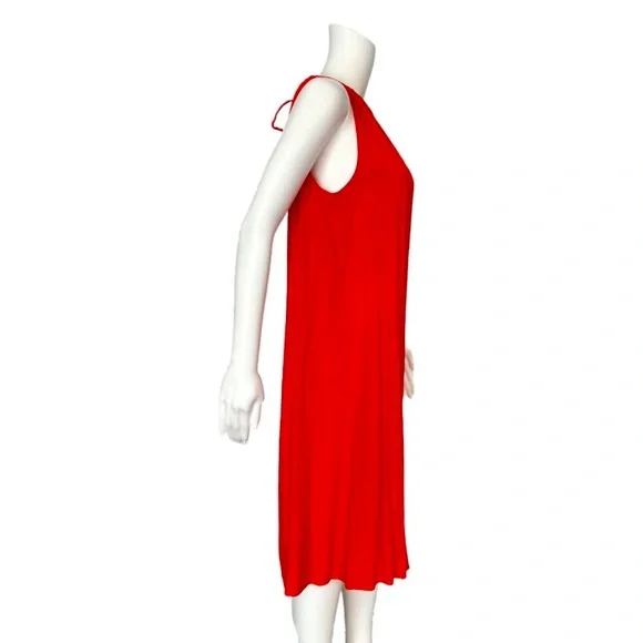 Splendid - Red Gathered Neck Halter Midi Dress